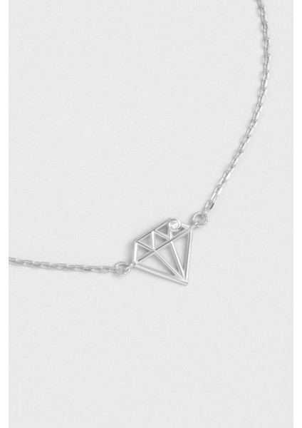 Elmas Ikonlu 18 Ayar Beyaz Altın Kaplama 19 cm Gümüş Bileklik fiyatları