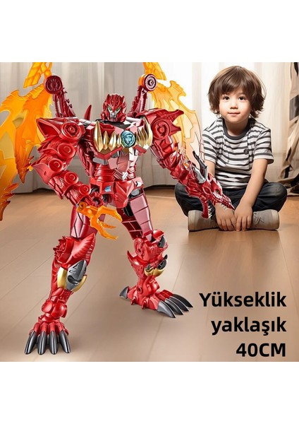 Transformers Büyütülmüş Kırmızı Ejderha Çocuk Oyuncakları Hediye 40CM (Yurt Dışından)