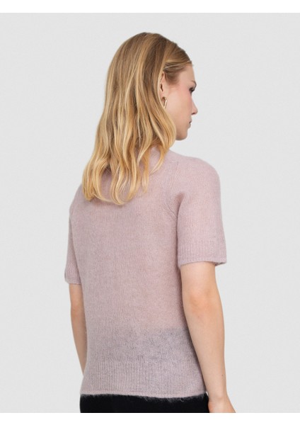 Yarı Transparan Bisiklet Yaka Kazak KZK8524PUDRA modelleri