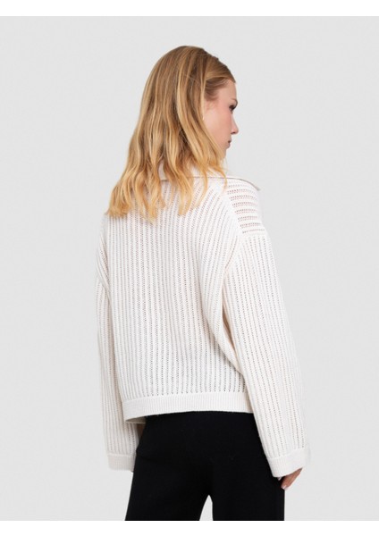 Organik Yün ve Pamuk Karışımlı Ajurlu Kazak KZK8130KEMIK modelleri