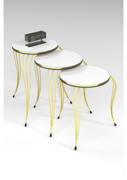 Zigon Sehpa Lükens Çift Gold Beyaz indirimleri