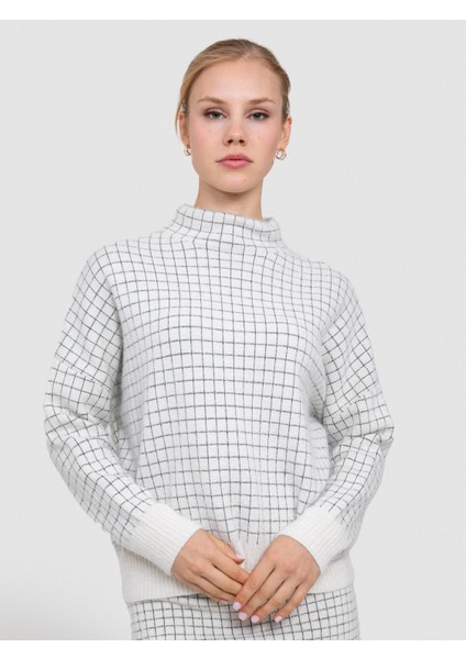 Kareli Metalik Tüylü Balıkçı Yaka Kazak KZK8332KEMIK modelleri