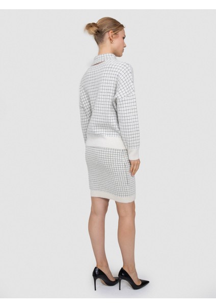 Kareli Metalik Tüylü Balıkçı Yaka Kazak KZK8332KEMIK fırsatları