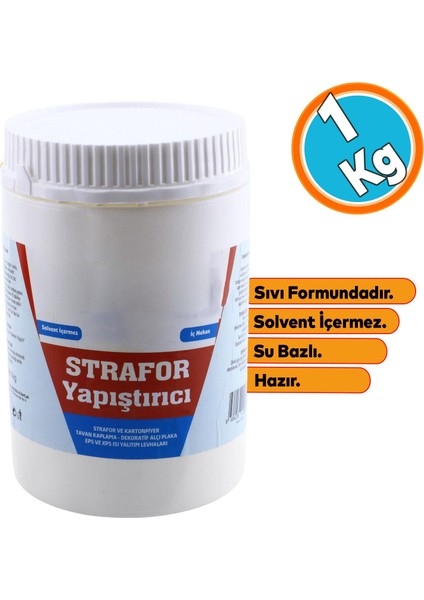 Kartonpiyer Eps Xps Yalıtım Levha Strafor Yapıştırıcısı 1 kg Sıvı Hazır Tutkal Su Bazlı Beyaz 1000 gr