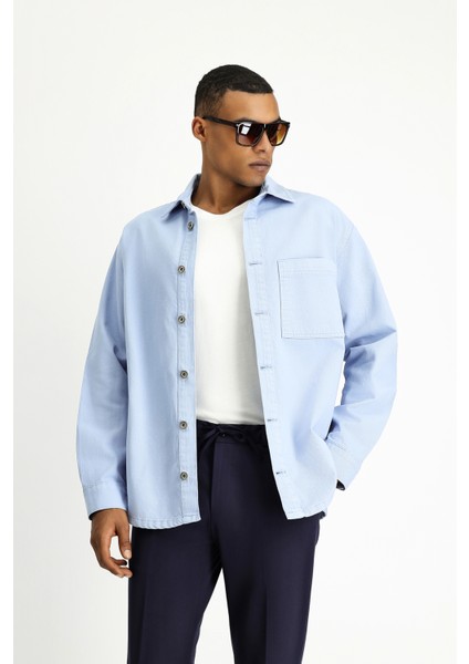 Uzun Kol Regular Fit Pamuk Denim Gömlek