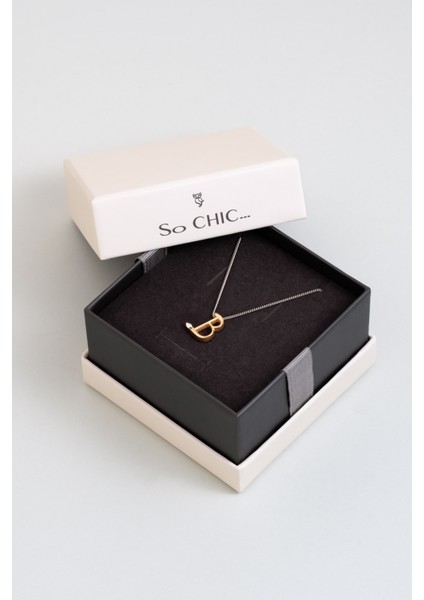 Asimetrik B Harfi 18 Ayar Beyaz ve Sarı Altın Kaplama 45 cm Gümüş Harfli Kolye indirimleri