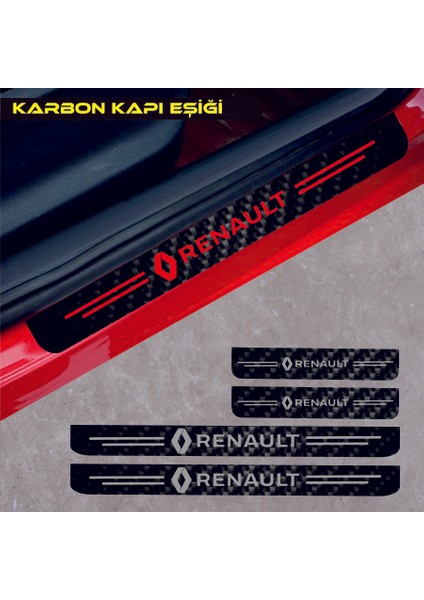 Matte Black Renault Megane Karbon Kapı Eşiği Sticker