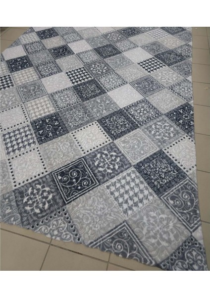 Turan Mefruşat Dinarsu Lastikli Halı Örtüsü Dicle Koyu Gri 200X300