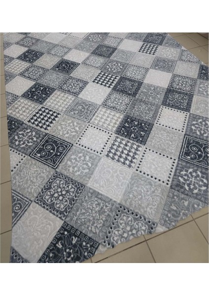 Turan Mefruşat Dinarsu Lastikli Halı Örtüsü Dicle Koyu Gri 200X300