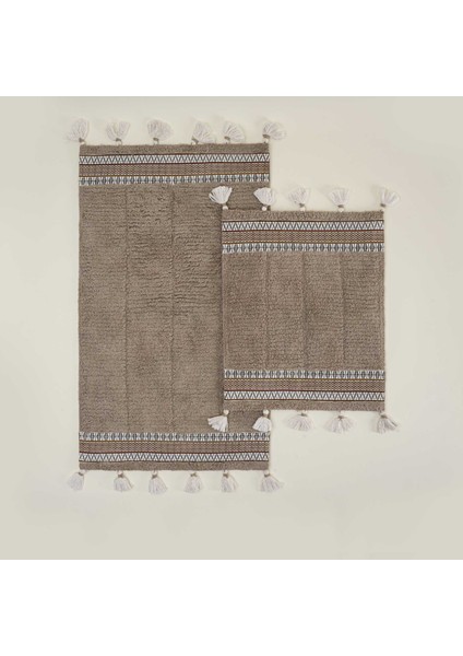 Rita 2'li Banyo Paspas Seti Karde Pamuk Bej 60 x 90-40 x 60