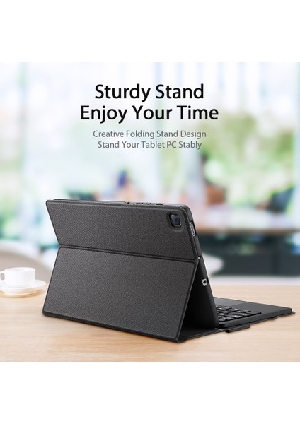 Galaxy Tab S6 Lite Için Ayrılabilir Bluetooth Klavye Ultra Ince Deri Kılıf Siyah (Yurt Dışından)