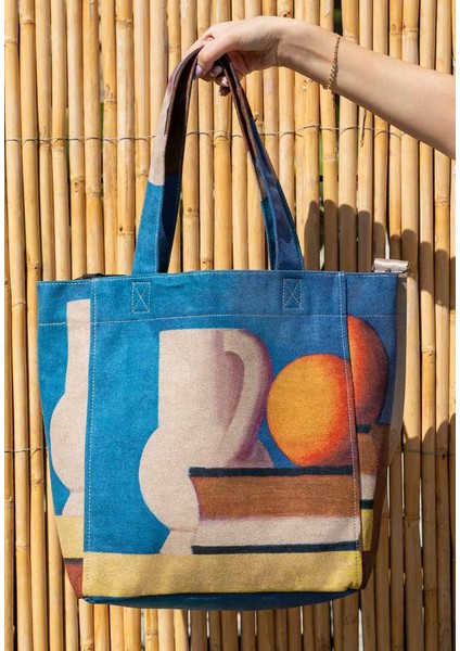 Kadın Vegan Çok Renkli Large Tote Bag - Arrangement with White Jug Tasarım fiyatları