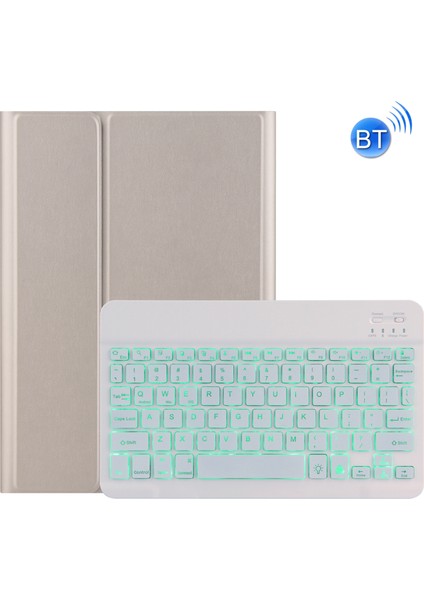 Lenovo Tab M10 Fhd Rel Için Bluetooth Klavye Deri Kılıf Altın (Yurt Dışından)