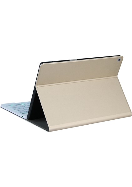 Lenovo Tab M10 Fhd Rel Için Bluetooth Klavye Deri Kılıf Altın (Yurt Dışından)