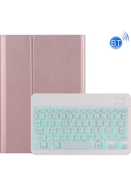 Lenovo Tab M10 Fhd Rel Için Bluetooth Klavye Deri Kılıf Altın Gül (Yurt Dışından)