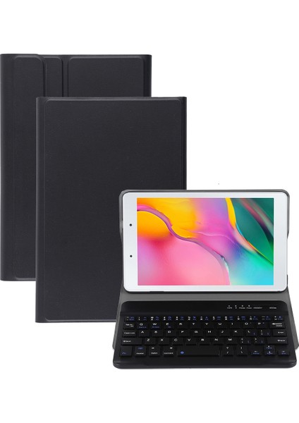 ZH Store Galaxy Tab A 8.0 2019 P200/P205 Için Manyetik Bluetooth Klavye Pu Kılıf Siyah (Yurt Dışından)