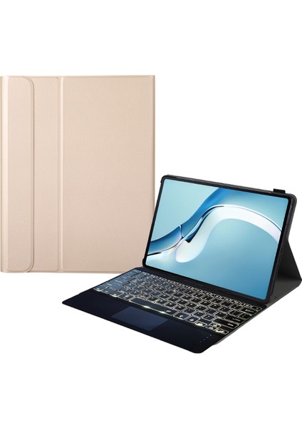 Huawei Matepad Pro 12.6 2021 Ultra Ince Tablet Klavye Deri Kılıf Için Altın (Yurt Dışından)