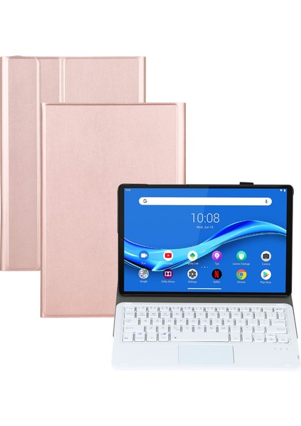 AM10-A Lenovo M10 Plus 10.3 Inç X606F Için Bluetooth Klavye Kılıfı Altın Gül (Yurt Dışından)