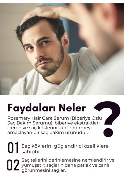 Biberiye Yaprağı Suyu ve Özü, Biotin, Kafein Ve Prokapil ile Zenginleştirilen Saç Bakım Serumu 100 ml