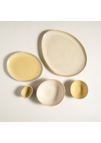 Fonte Stoneware Yemek Tabağı 31X24X3 cm Sarı