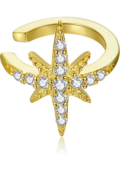 Pırıltı Yıldız Zirkon Kulak Klipsi Kadın Küpe (Gold) (Yurt Dışından)
