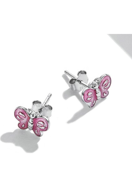 S925 Ayar Gümüş Pembe Kebek Kulak Çiviler (Yurt Dışından) modelleri