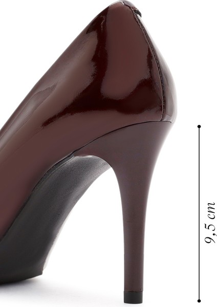 Kadın Bordo Ince Topuklu Rugan Deri Stiletto 24WFD160116