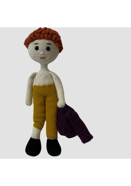 Uretti El Yapımı Amigurumi Kıvırcık Saçlı Erkek Çocuk - 30 cm