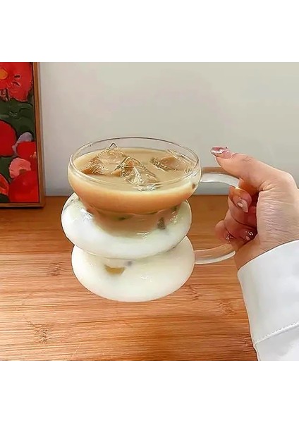 Asimetrik Halka Şekilli Borosilikat Bardak, 3 Halkalı Kulplu Kupa fırsatları