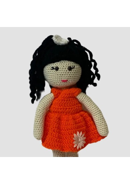 El Yapımı Amigurumi Siyah Saçlı Kız Çocuk - 33 cm fırsatları