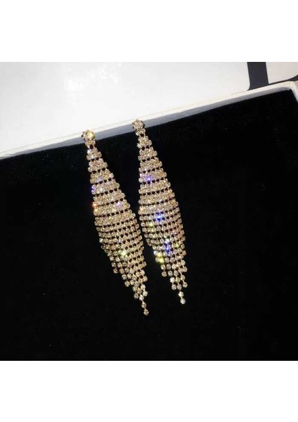 Süper Flaş Mas Kadınlar Için Iki Renkli Püskül Küpe (Gold Clip Earings) (Yurt Dışından)