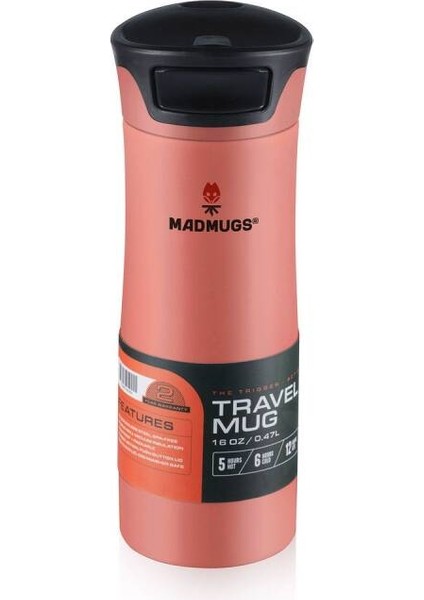 Travel Mug Termos Bardak 0.47 Lt Paslanmaz Çelik Termos Pembe