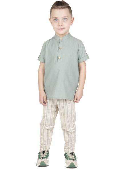 Erkek Çocuk Dik Yakalı Gömlek
