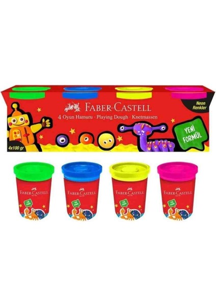 Faber Castell Neon Renkler Oyun Hamuru (4X100)