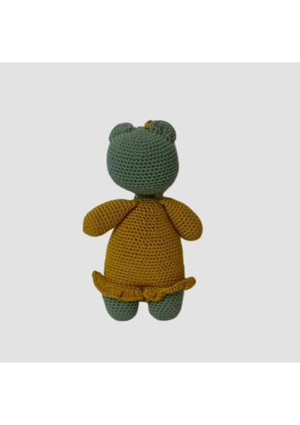 Uretti El Yapımı Amigurumi Sarı Elbiseli Yeşil Kedi - 21 cm