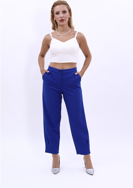 Paçası Pileli Pantolon-Saks