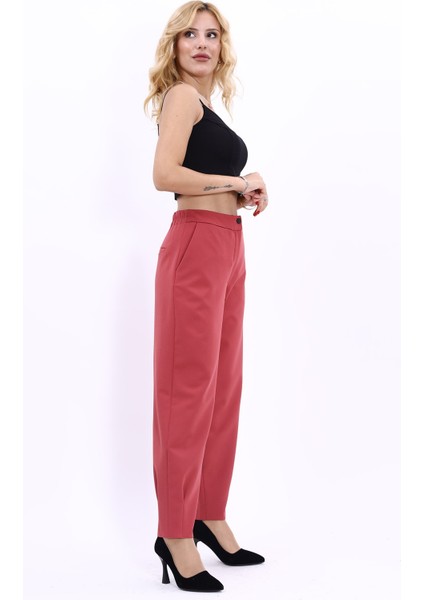 Paçası Pileli Pantolon-Kiremit fiyatları