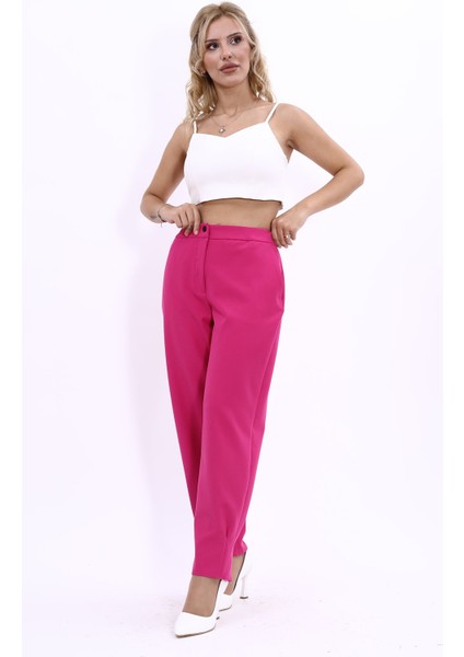 Pileli Paça Pantolon-Fuşya fırsatları