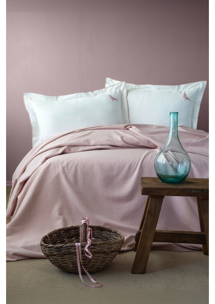 Pure Blush Pamuk Çift Kişilik Pike Takımı