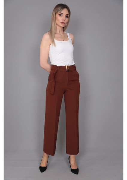 Tokalı Kemerli Pantolon-Kestane fiyatları
