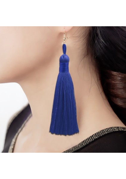 3 Pairs Kadın Boho Moda Uzun Püskül Küpe (Blue) (Yurt Dışından)