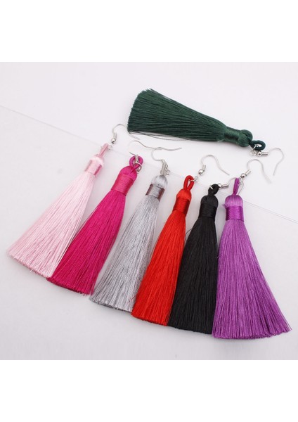 3 Pairs Kadın Boho Moda Uzun Püskül Küpe (Purple) (Yurt Dışından) modelleri