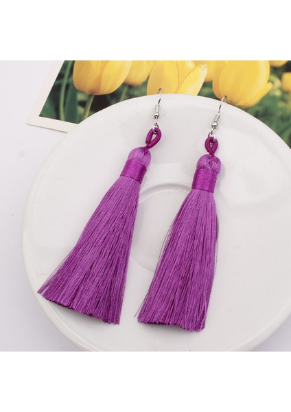 3 Pairs Kadın Boho Moda Uzun Püskül Küpe (Purple) (Yurt Dışından) fırsatları