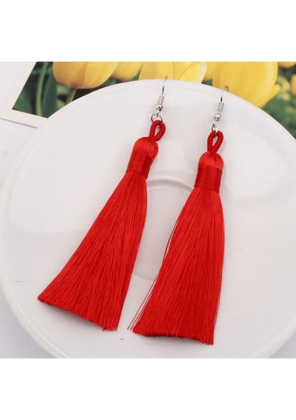 3 Pairs Kadın Boho Moda Uzun Püskül Küpe (Red) (Yurt Dışından)