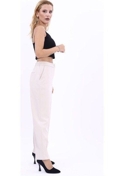 Paçası Pileli Pantolon-Bej fiyatları