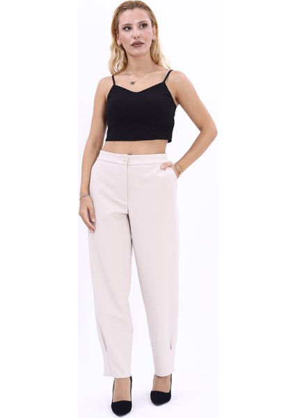 Paçası Pileli Pantolon-Bej fırsatları