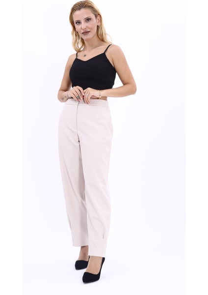 Paçası Pileli Pantolon-Bej indirimleri