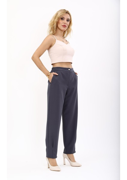 Pileli Paça Pantolon-Füme modelleri