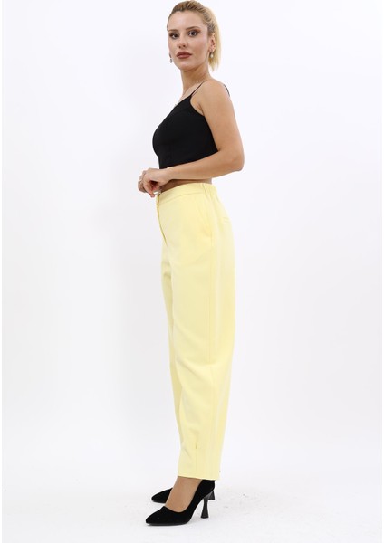 Paçası Pileli Pantolon-Sarı fiyatları