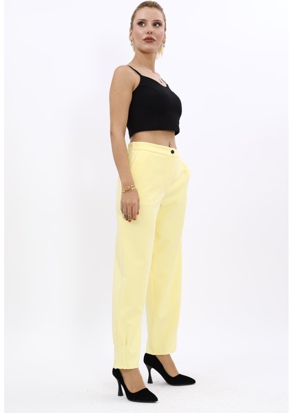 Paçası Pileli Pantolon-Sarı modelleri
